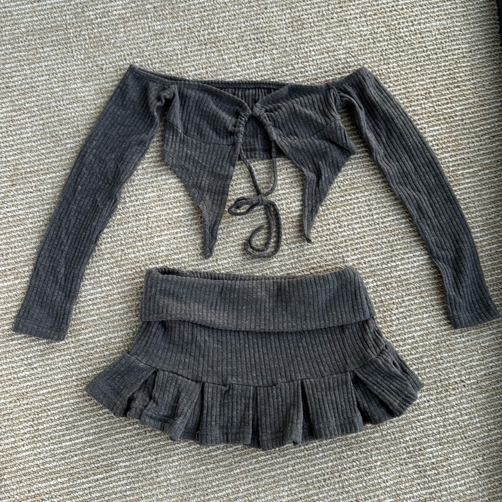 Strapless crop top and skirt set